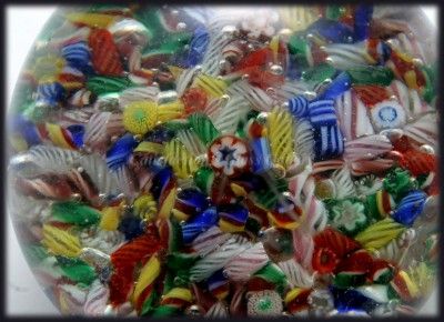 1930s Scrambled Millefiori Cane Paperweight Vintage Art Glass  