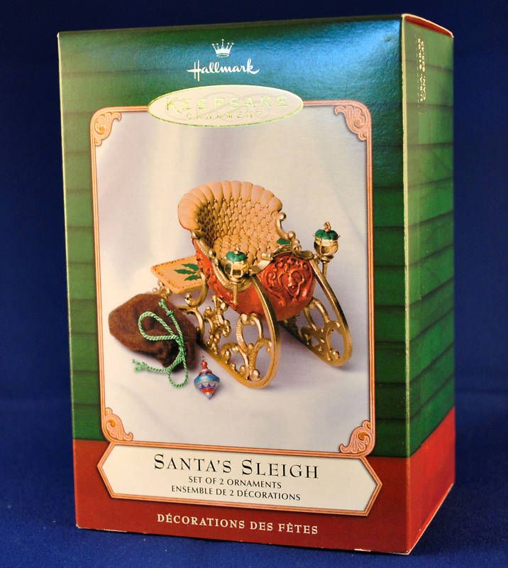 HALLMARK ORNAMENT  SANTAS SLEIGH 3 PC  NIB, 2001  