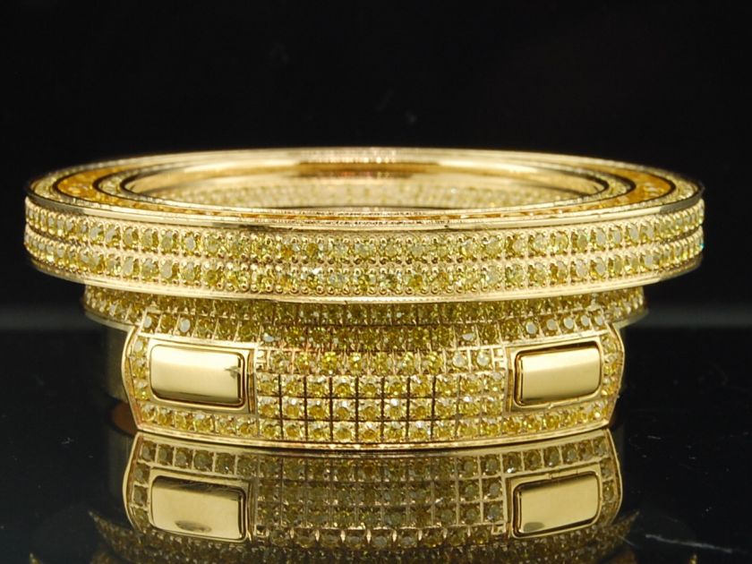 Mens Custom 1 Row Yellow Simulated Diamond Casing For I Gucci Watch 