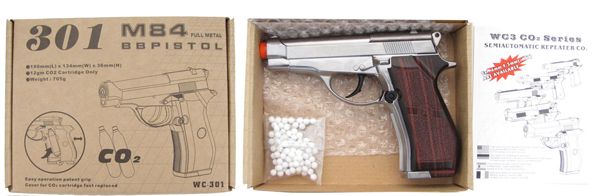 Win Gun WG M84 CO2 Non blowback Metal Pistol SILVER   470 FPS  