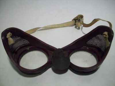   BAKELITE GOGGLES w/ MESH SIDES ~ Leather Nose Strap ~ GLASSES~  