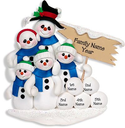   Family of 5 Handmade Polymer Personalized Christmas Ornament Deb & Co