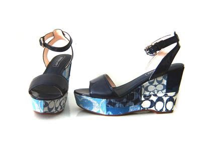 COACH Shoe NALENE DENIM PATCHWORK POPPY SANDALS NEW 9.5  