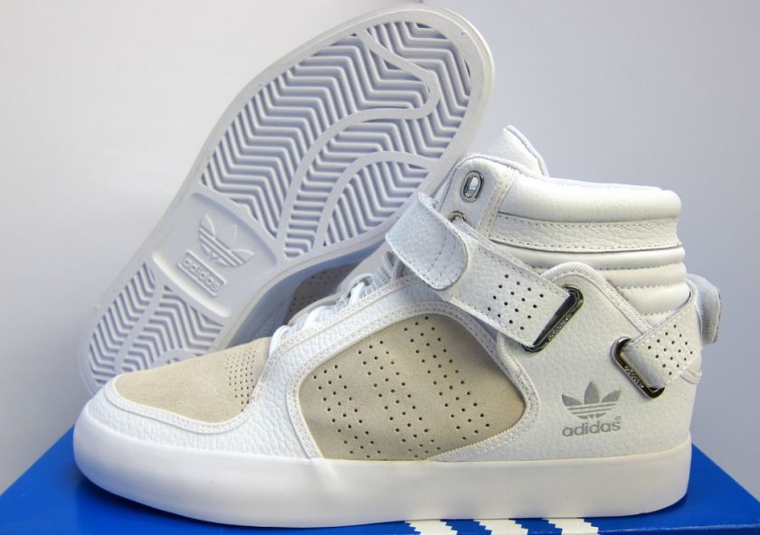 NEW MENS ADIDAS ADI RISE MID [G20516] WHITE MET SILVER  