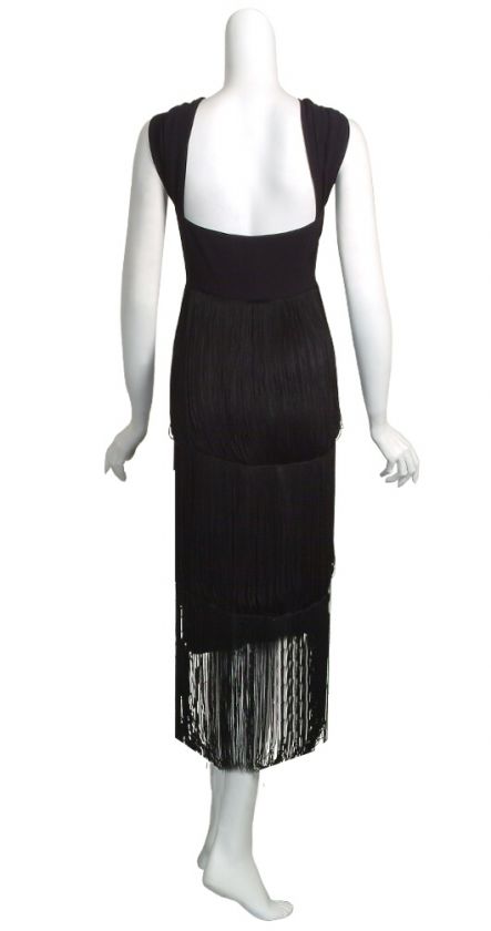 MARINA RINALDI Sassy Black Flapper Fringed Evening Dress WOMENS 22W 