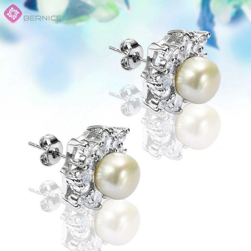 15MM WHITE PEARL WHITE GOLD GP STUD EARRINGS EARINGS  