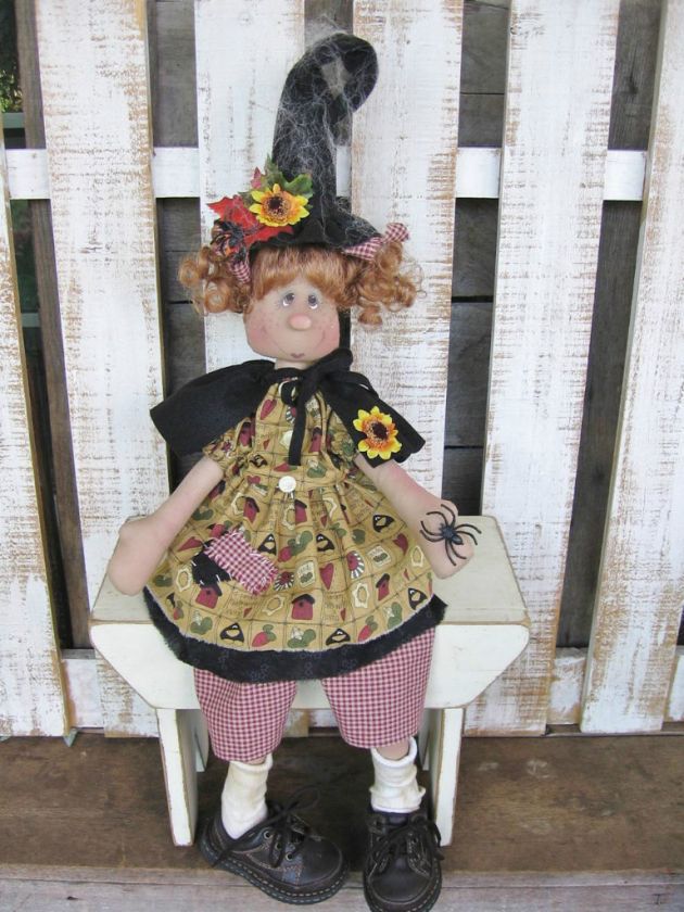   Primitive Halloween Gangly Gretta Witch doll Paper Pattern  