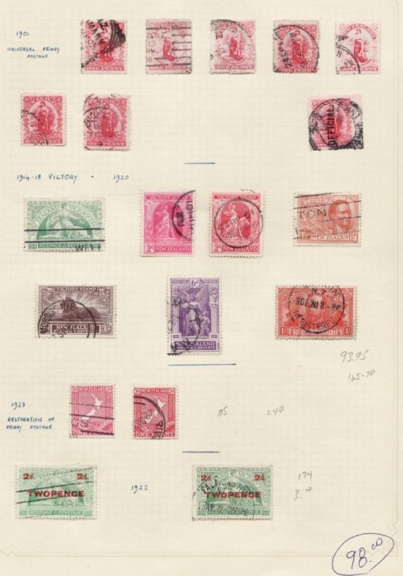 Circa 1900 ~ 1920 New Zealand Stamps ~ CV$98  