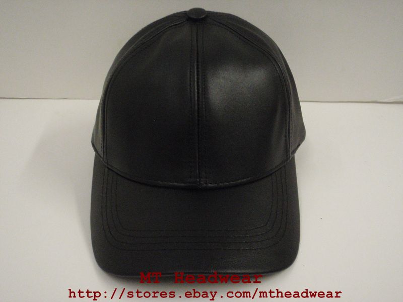 PLAIN BLANK LEATHER BASEBALL CAP HAT **MADE IN USA**  