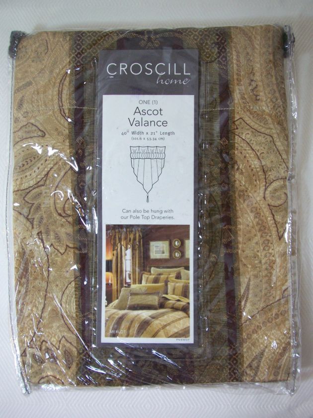   Croscill Home Ascot Window Valance Drapery   Merlot First Quality NIP