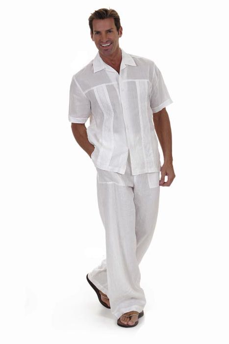 RESORT BEACHWEAR ELAN GUAYABERA FOR MEN NO POCKETS LINEN .THE PERFECT 