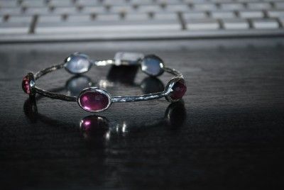 NEW Ippolita hammered sterling wonderland 5 stone berry station bangle 