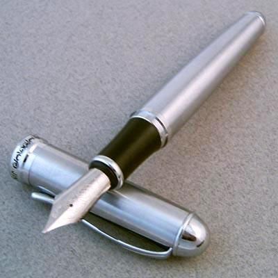 FOUNTAIN PEN JINHAO 750 M NIB 18KGP LUXURIOUS SILVER 34  