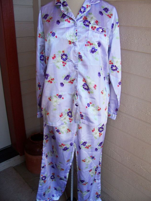 Jolie Pajama Set   Purple Floral   Polyester   SZ Large   Lovely 