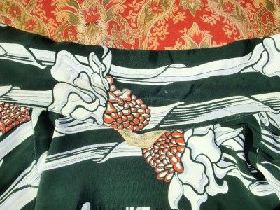 Vintage 1950s Rayon Kamehameha Torch Ginger Border Print Hawaiian 