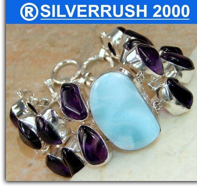 HUGE LARIMAR .925 SILVER BRACELET,SILVERRUSH2000;119  