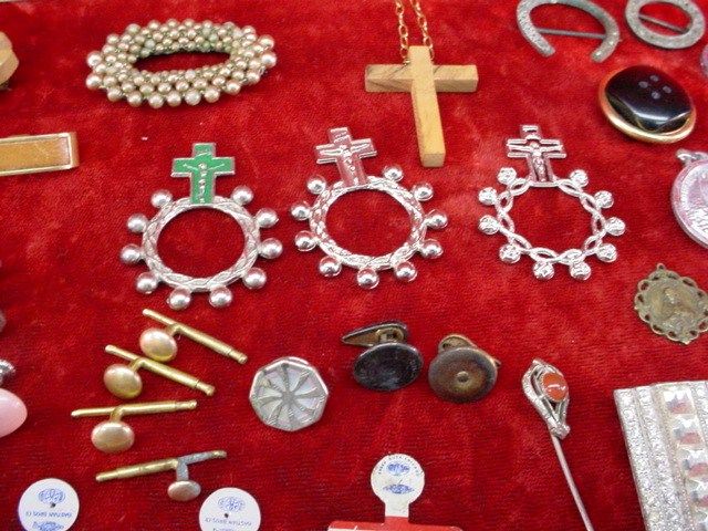 Vintage Assorted TRINKETS, ODDS & ENDS Bell Earring Religious Pins Key 