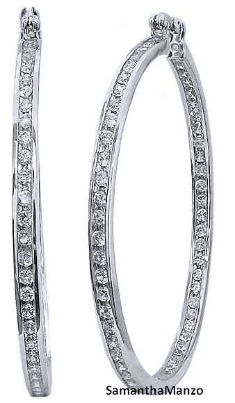 75 Pave Set Big Sexy Cz Inside Outside Hoop Earrings  