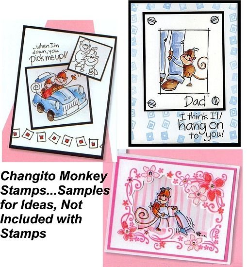 CHANGITO MONKEY WOOD MOUNTED RUBBER STAMPS  NEW  