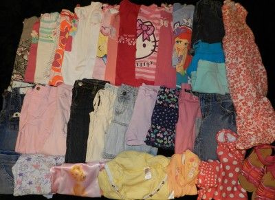 38 PIECE LOT GIRLS SPRING SUMMER CLOTHES SIZE 5/6 OUTFITS SETS SHIRTS 