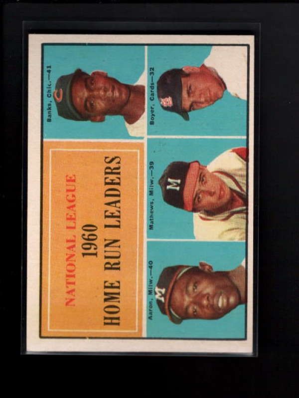 1960 TOPPS #43 NATIONAL LEAGUE HOME RUN LEADERS AARON/MATHEWS NM B1313 