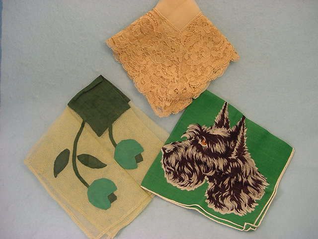 VINTAGE LOT HANKIES THREE SCOTTIE DOG PLUS  