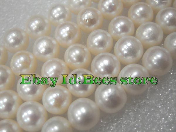 Beautiful 9mm White Round freshwater pearl loose beads  