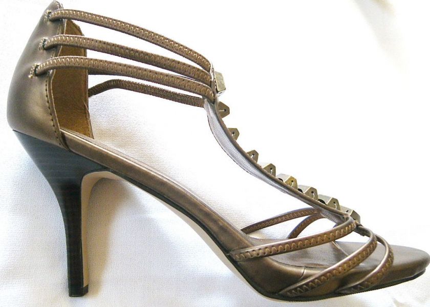 NEW YORK TRANSIT BRONZE GLADIATOR 4 HEELS SHOES 10  