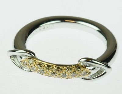 LADIES 18K WHITE GOLD DIAMOND TWO TONE ESTATE RING 82574  