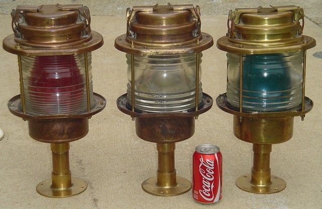 Restored Original Nautical Navigation Ship Lights Red/Blue/Clear 