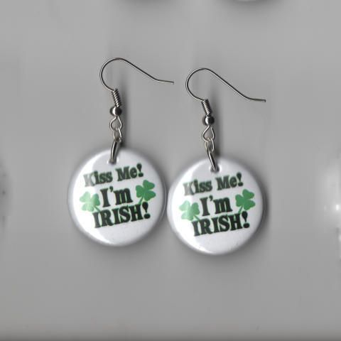 Kiss Me Im Irish Earrings dangle st pattys day patricks Green 