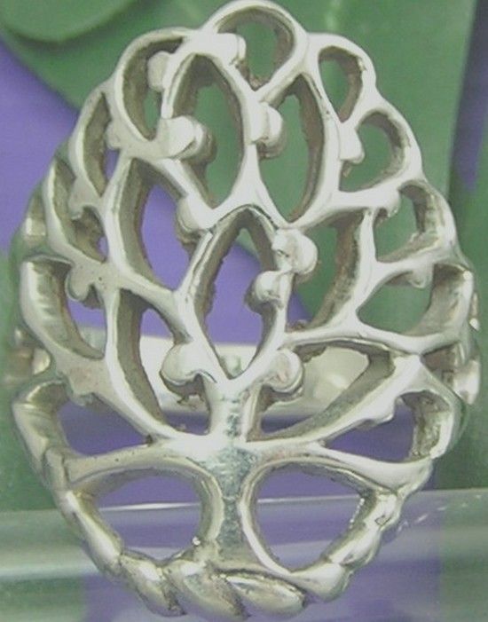 R1244 Thai 925 Sterling Silver FILIGREE Ring Sz 8.5  