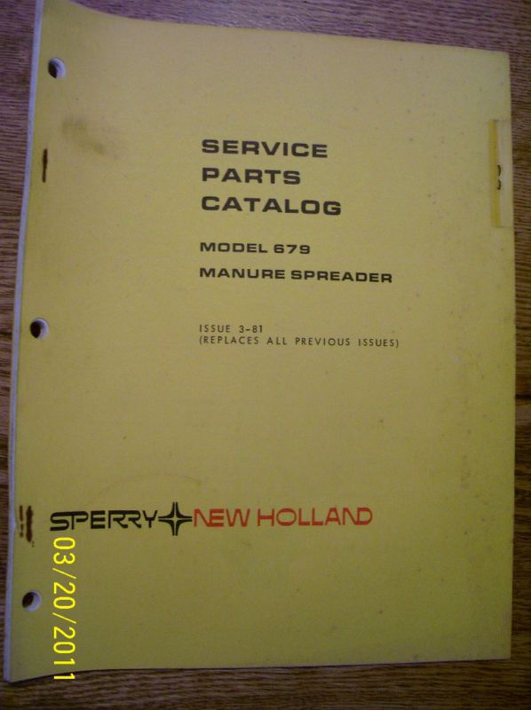 VINTAGE NEW HOLLAND PARTS MANUAL  679 MANURE SPREADER  