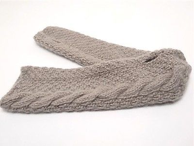 Finest Italian 6 Ply Cashmere HANDKNIT FINGERLESS GLOVES NWT PUTTY 