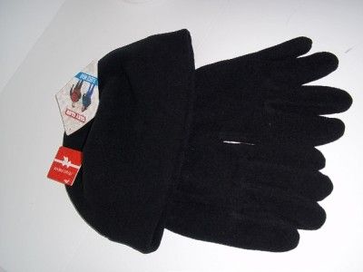 BLACK FLEECE HAT GLOVE SET WINTER UNISEX  