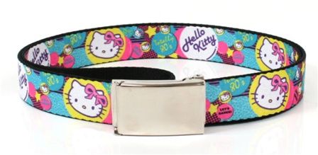 Women Buckle Down Hello Kitty Sanrio 80s Bubbles Webbing Belt Blue 