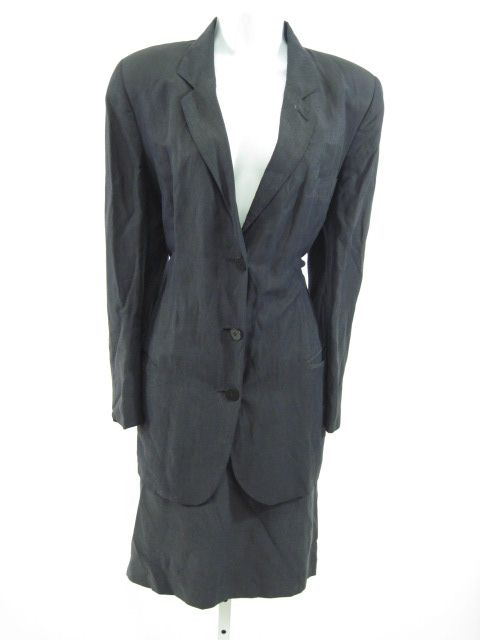 GIORGIO ARMANI Black Label Navy Blazer Skirt Suit Sz 44  