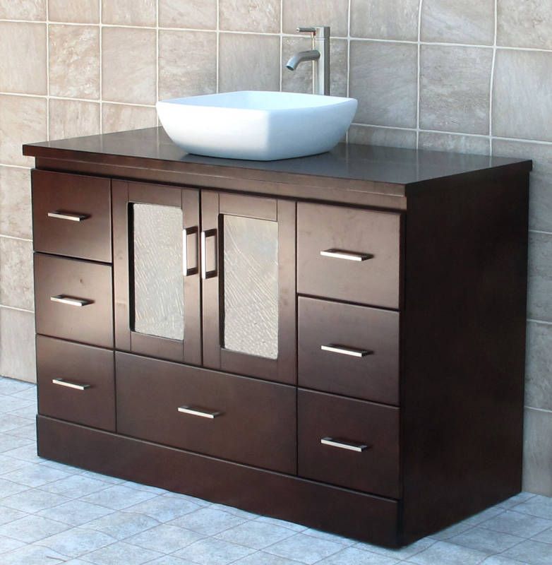 48 Bathroom Vanity Cabinet Vessel Sink Wood Faucet MC1  