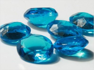 CZECH VTG JEWEL BLUE OVAL GLASS STONE FACETED 12 mm (6)  