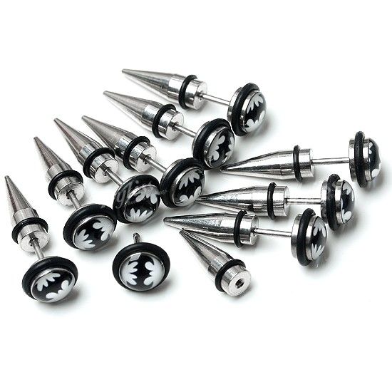 10P 18ga Steel Mens Spike Bat Screw Earring Ear Stud  