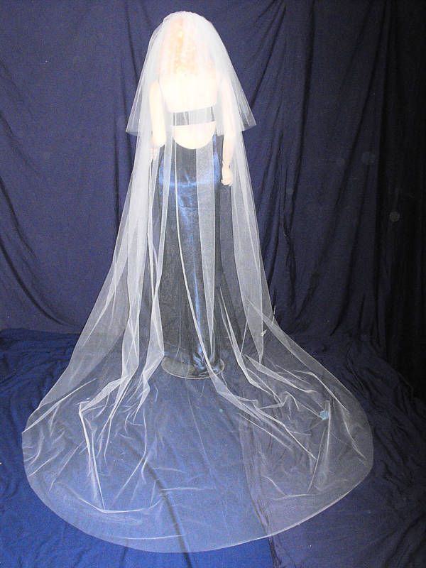 WEDDING VEIL CATHEDRAL/2T/108W/28 108L/CUT EDGE/8COLORS  