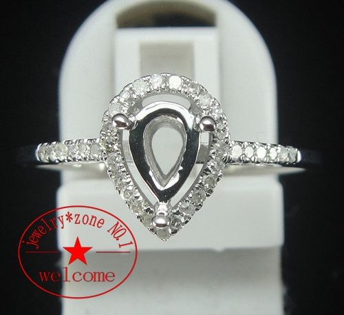 7x5 PYRIFORM SOLID SILVER DIAMOND SETTING SEMI RING MOUNT  