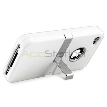 White Chrome with Stand Case Cover For iPhone 4 4G 4GS Verizon ATT+ 