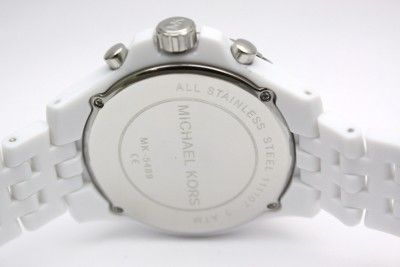 New Michael Kors Women Midsize Chronograph White Crystal Pearl Watch 