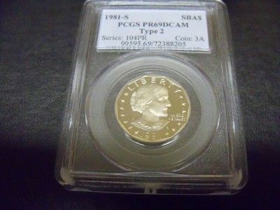 1981 S SUSAN B ANTHONY DOLLAR PCGS PR69 DCAM TYPE2 9702  