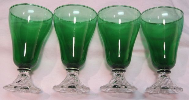   HOCKING FOREST GREEN~BOOPIE~BURPLE GOBLETS~5 ⅛ WATER~WINE GLASSES