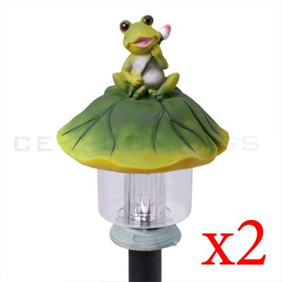 2x Garden Lawn Yard Solar Power Outdoor Light Frog New  