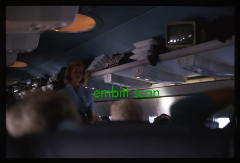 Original Slide, Pan Am Boeing 707 Interior & Stewardess, 1960s  