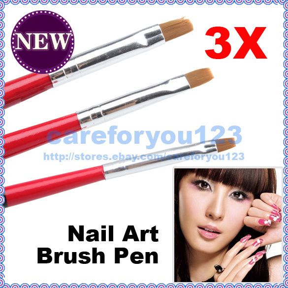 3x Drawing Pen Tiny Brush Painting Acrylic Nail Art Set  