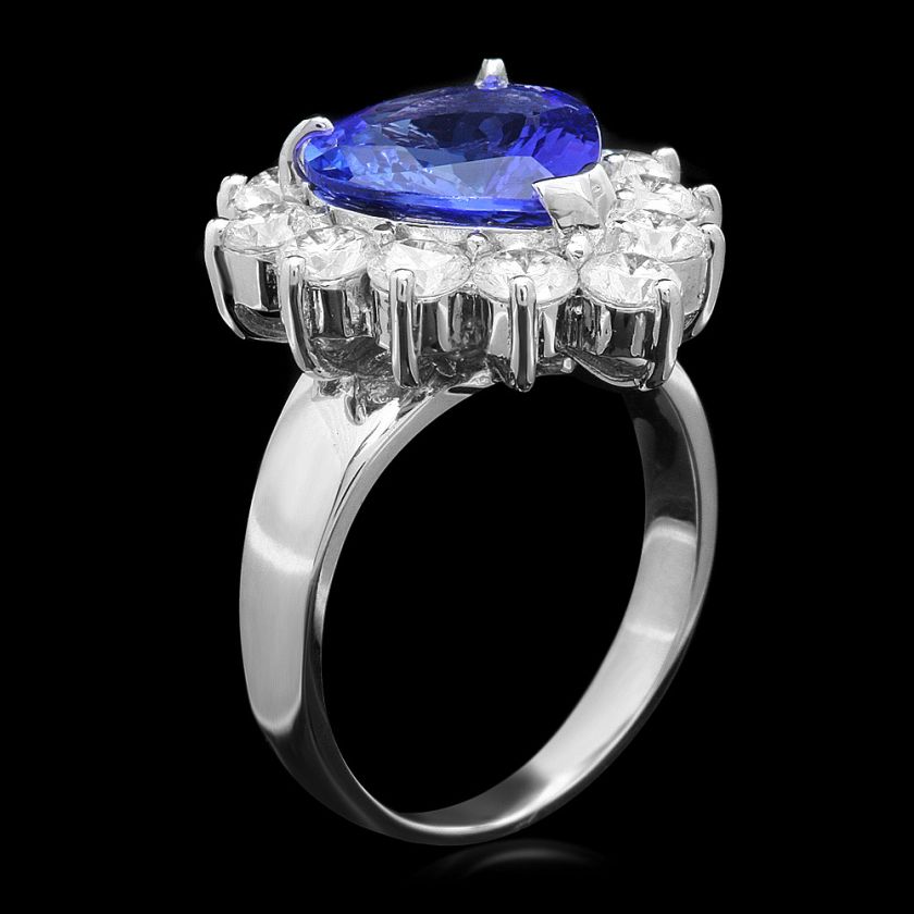 16800 CERTIFIED 14K WHITE GOLD 4.00CT TANZANITE 2.00CT DIAMOND RING 